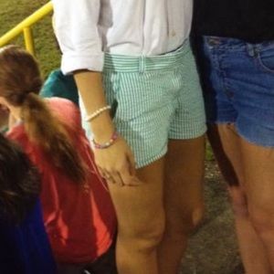 J. Crew green striped seersucker shorts